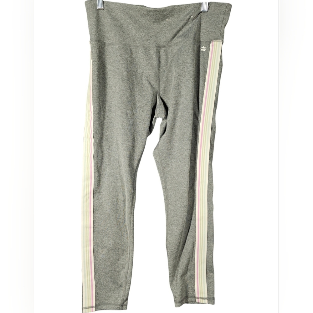 Juicy Couture Gray Sport Women's Infinity Stripe 7/8 Leggings Wicking Size‎ XXL